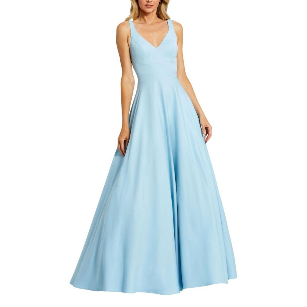 Ieena by Mac Duggal Womens Crepe A-Line Ball Gown Pockets Dress Powder Blue 12 - Picture 10 of 13
